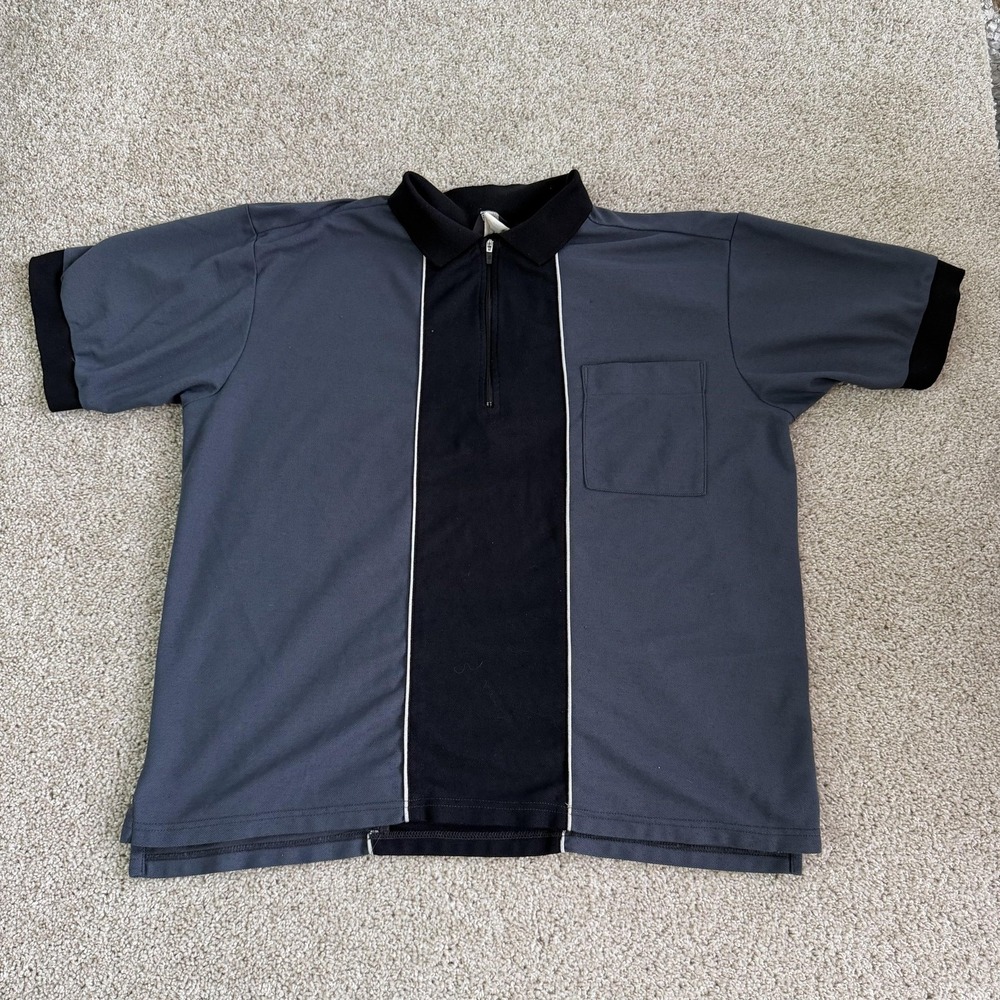Bellwether Cycling Jersey Polo Shirt Mens XL Blue Black Short Sleeve 1/4 Zip USA